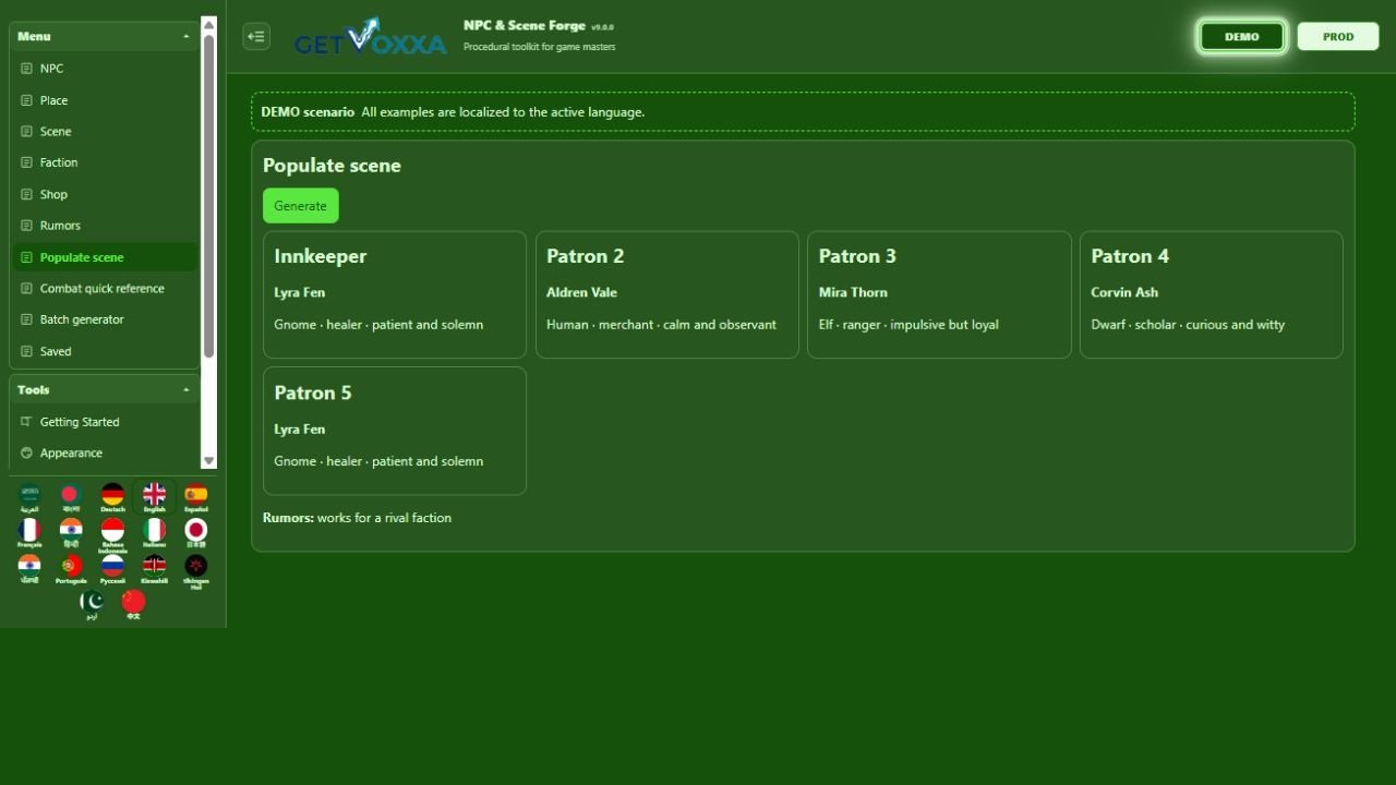 Screenshot — NPC & Scene Forge v9.0.0