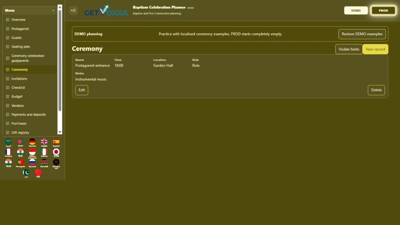 屏幕截图 — Baptism Celebration Planner v9.0.0