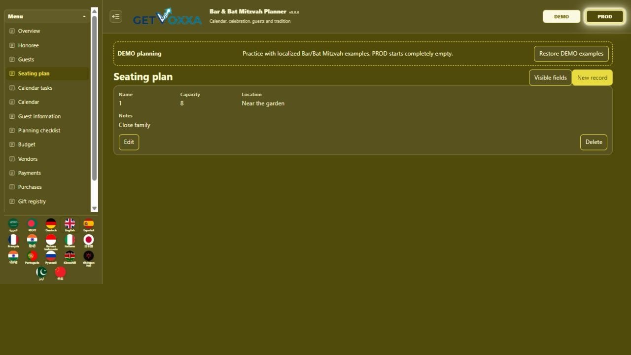 Screenshot — Bar & Bat Mitzvah Planner v9.0.0