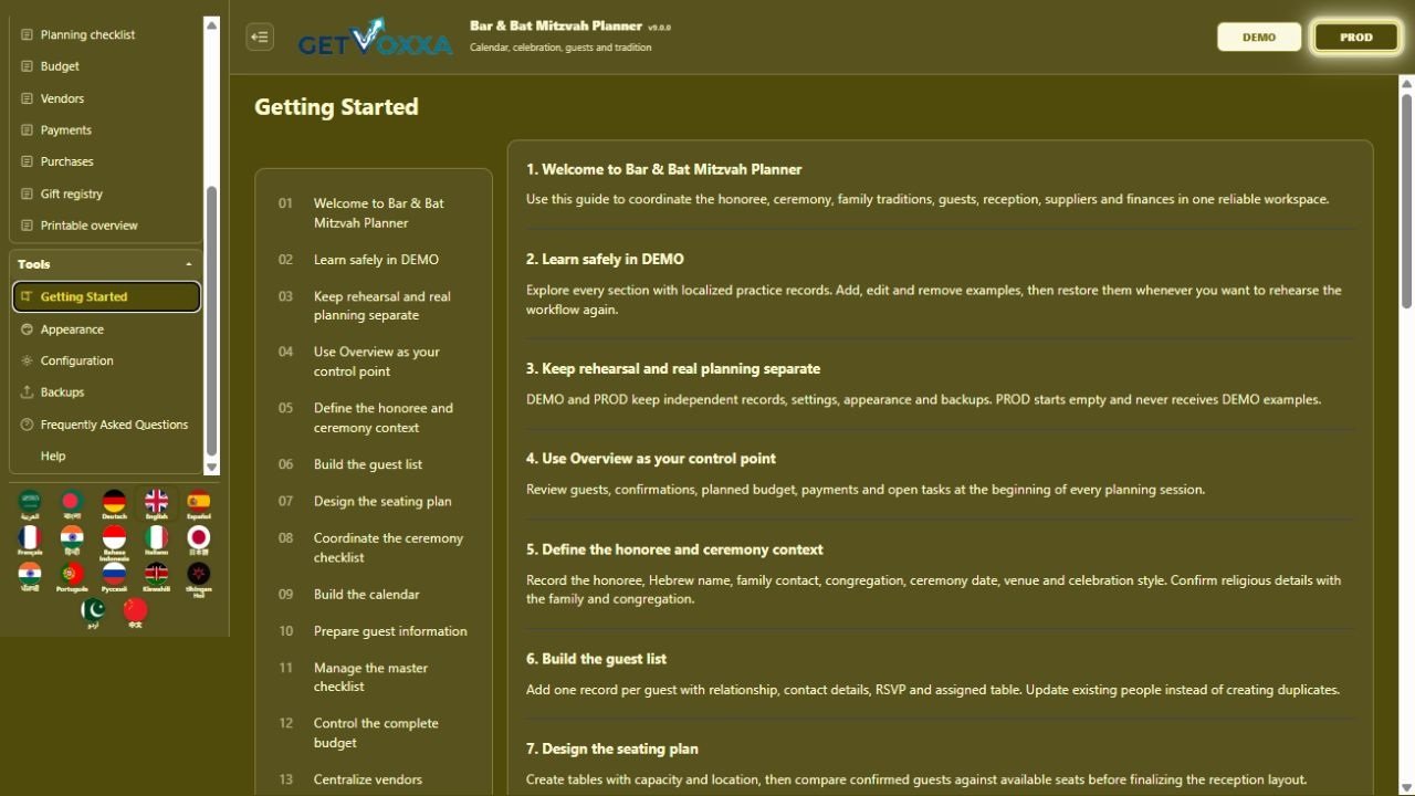 Screenshot — Bar & Bat Mitzvah Planner v9.0.0
