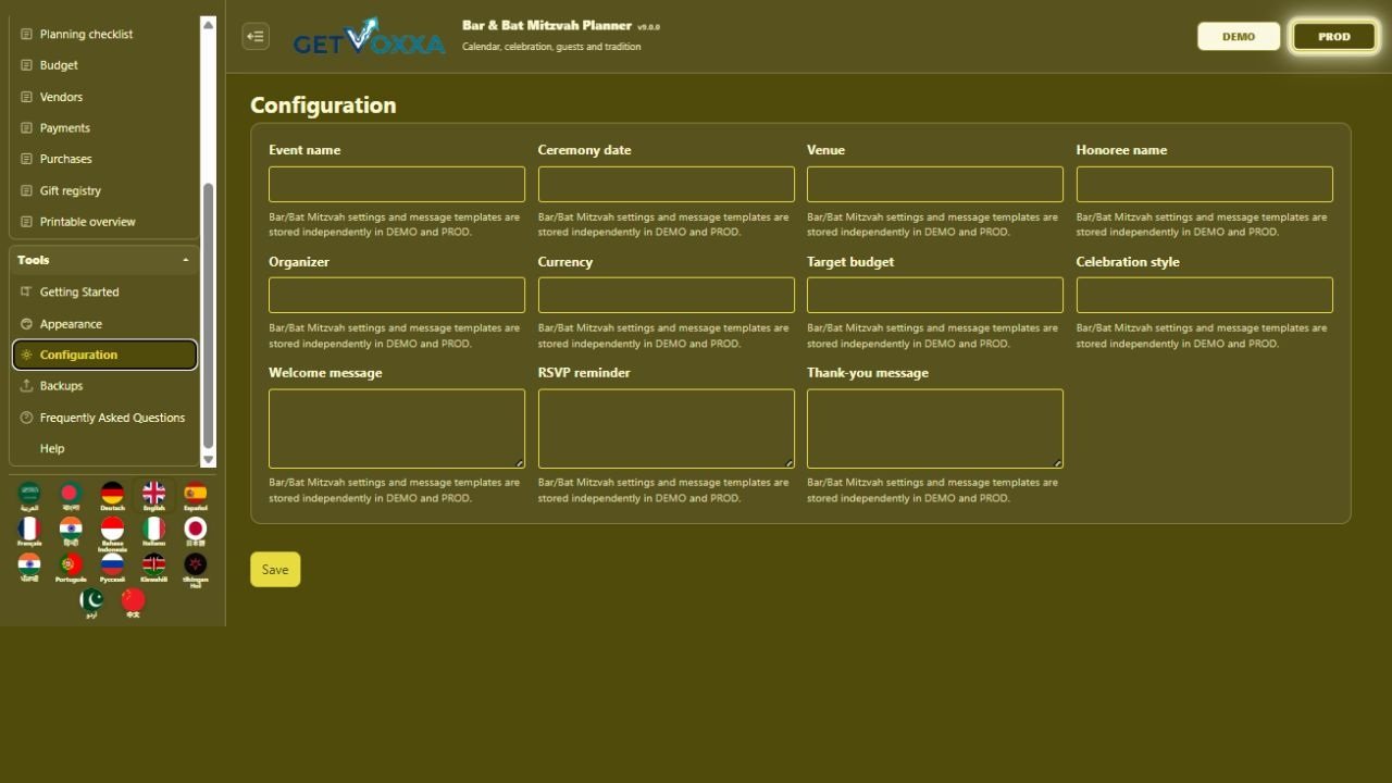 Screenshot — Bar & Bat Mitzvah Planner v9.0.0