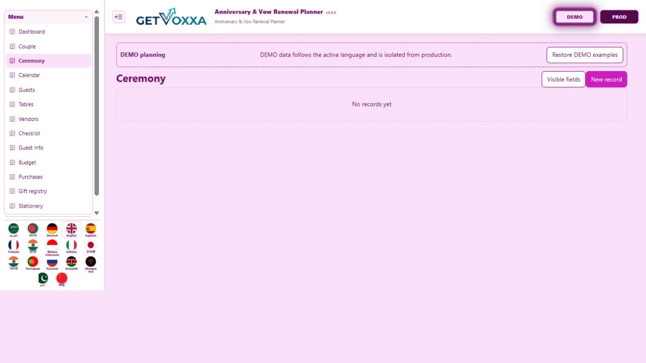 Screenshot — Anniversary & Vow Renewal Planner v9.0.0