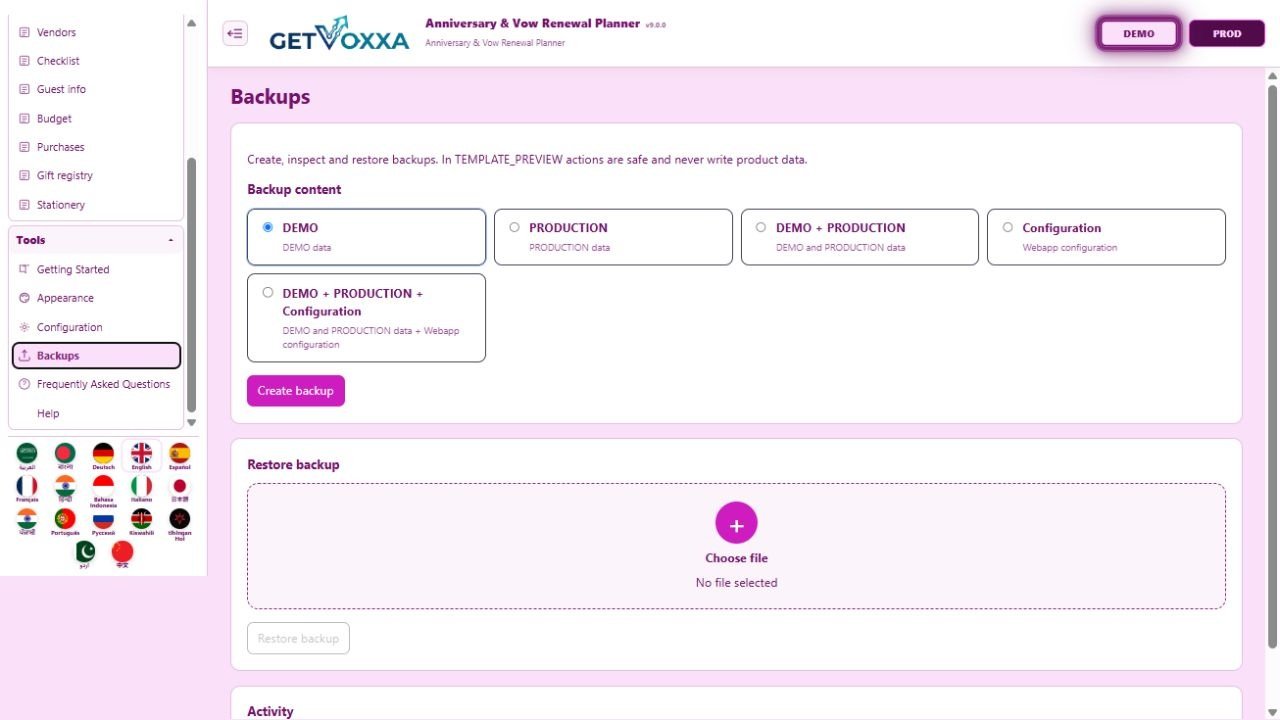 Screenshot — Anniversary & Vow Renewal Planner v9.0.0