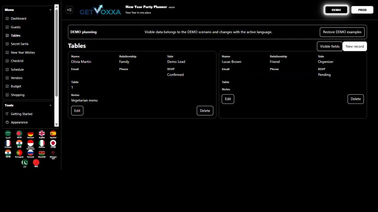 Screenshot — New Year Party Planner v9.0.0