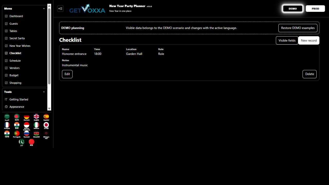 Screenshot — New Year Party Planner v9.0.0
