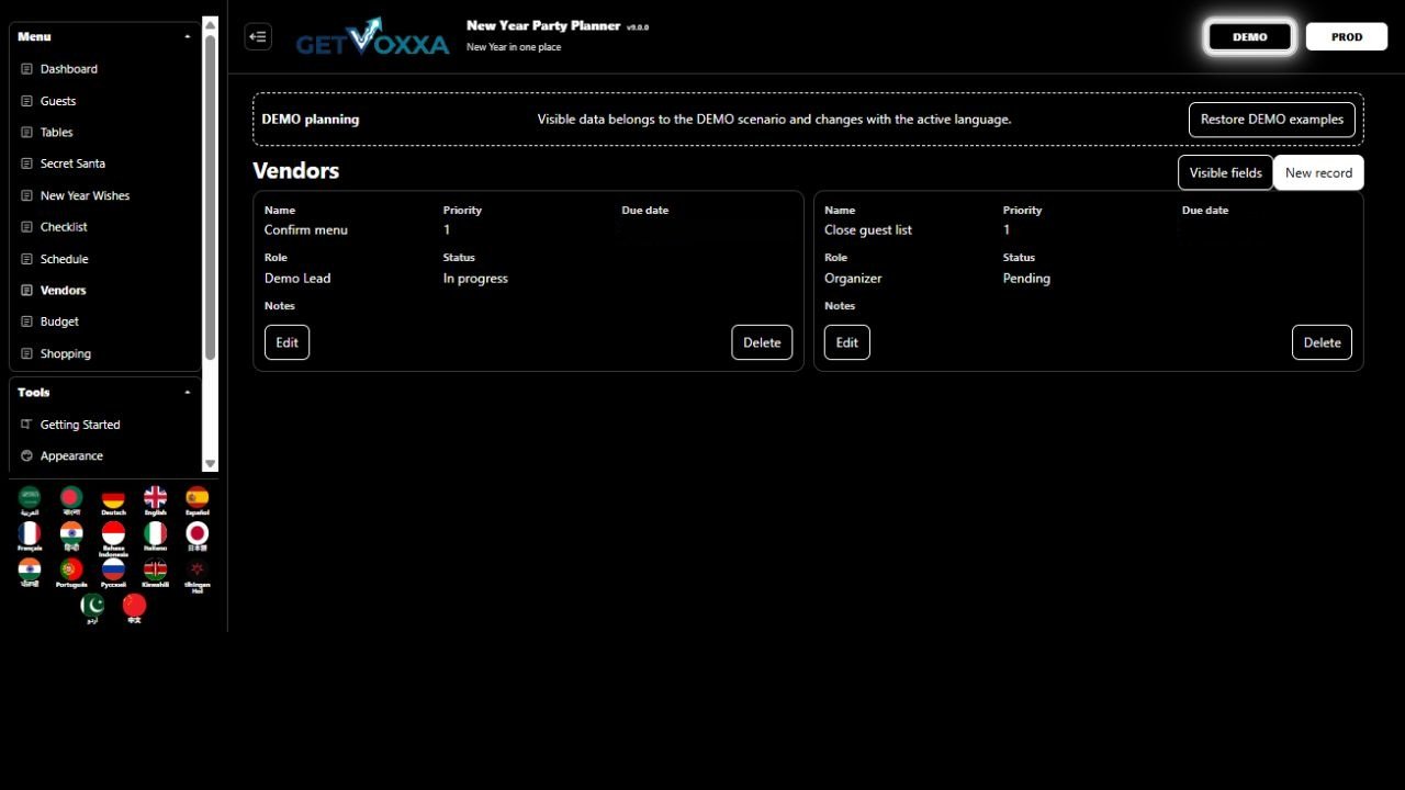 Screenshot — New Year Party Planner v9.0.0