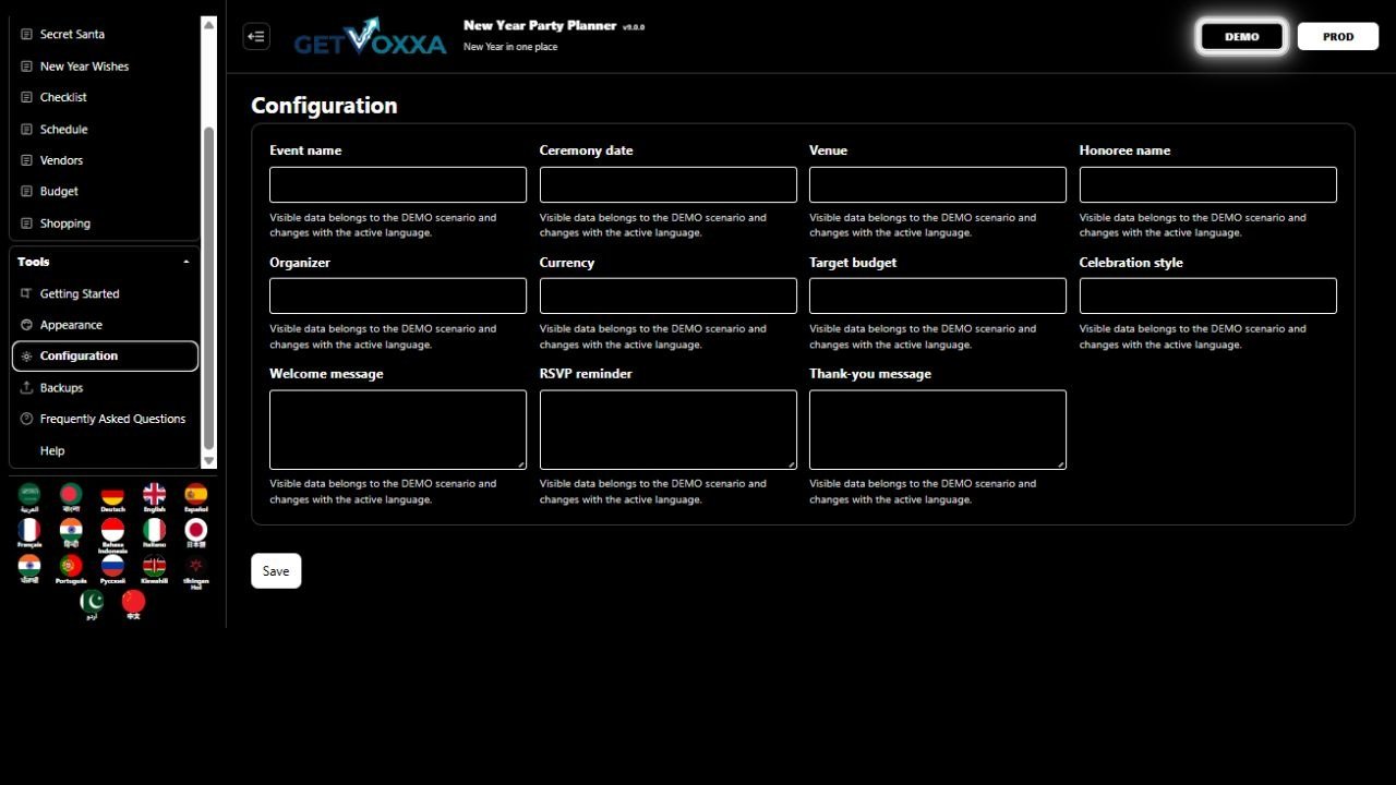 Screenshot — New Year Party Planner v9.0.0