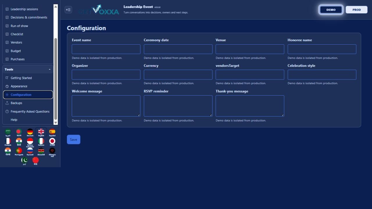Capture d’écran — Leadership Event v9.0.0