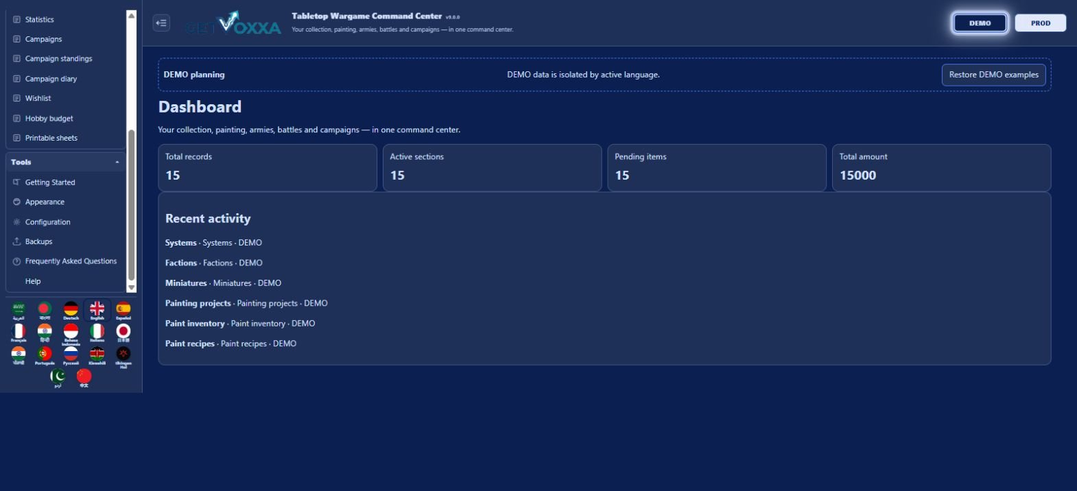 Screenshot — Tabletop Wargame Command Center v9.0.0