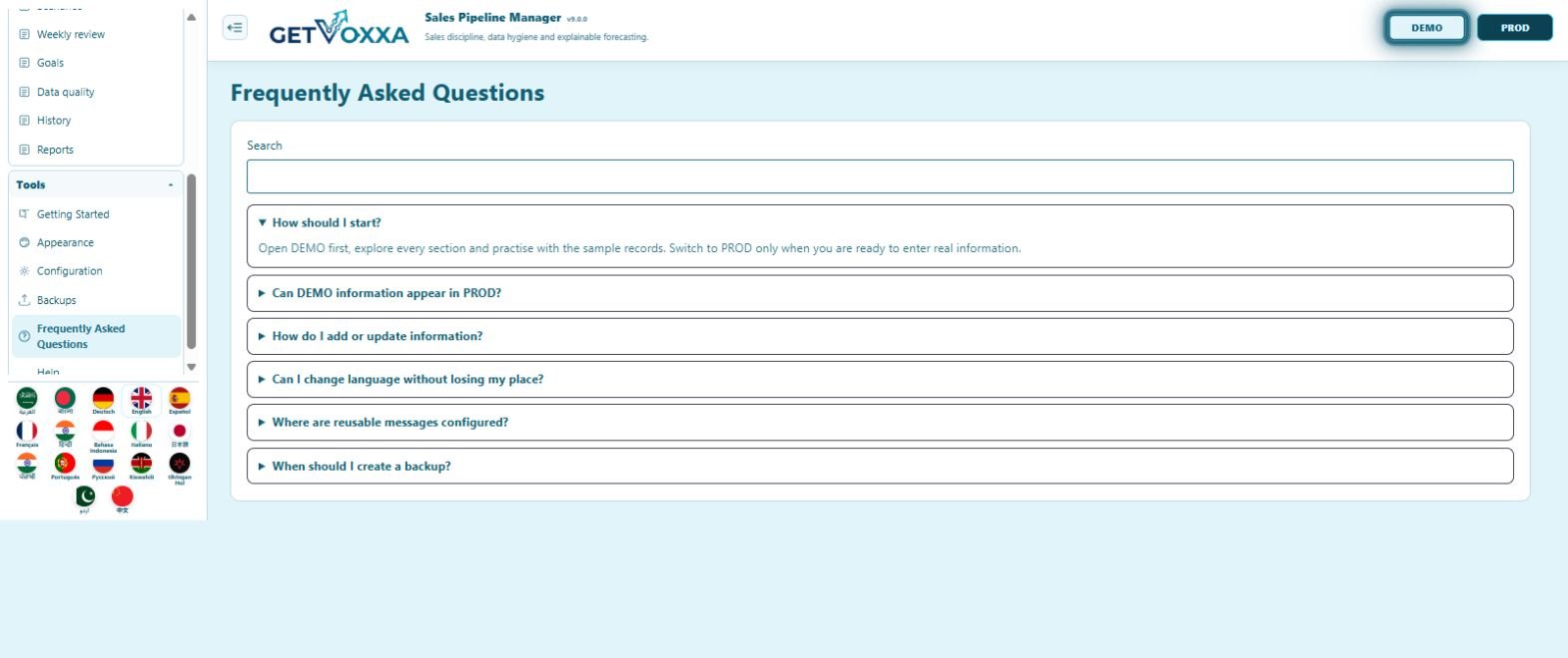 Screenshot — Sales Pipeline Manager v9.0.0