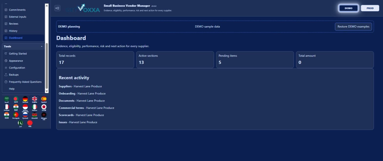 Schermata — Small Business Vendor Manager v9.0.0
