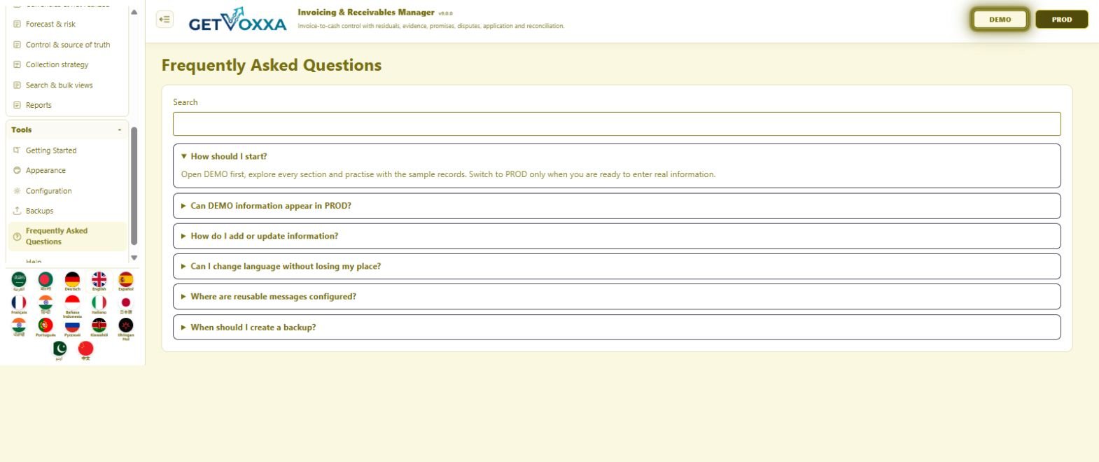 Screenshot — Invoicing & Receivables Manager v9.0.0