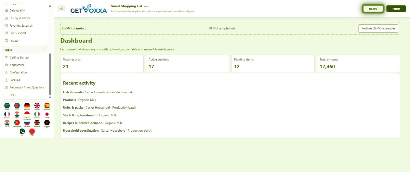 Screenshot — Smart Shopping List v9.0.0