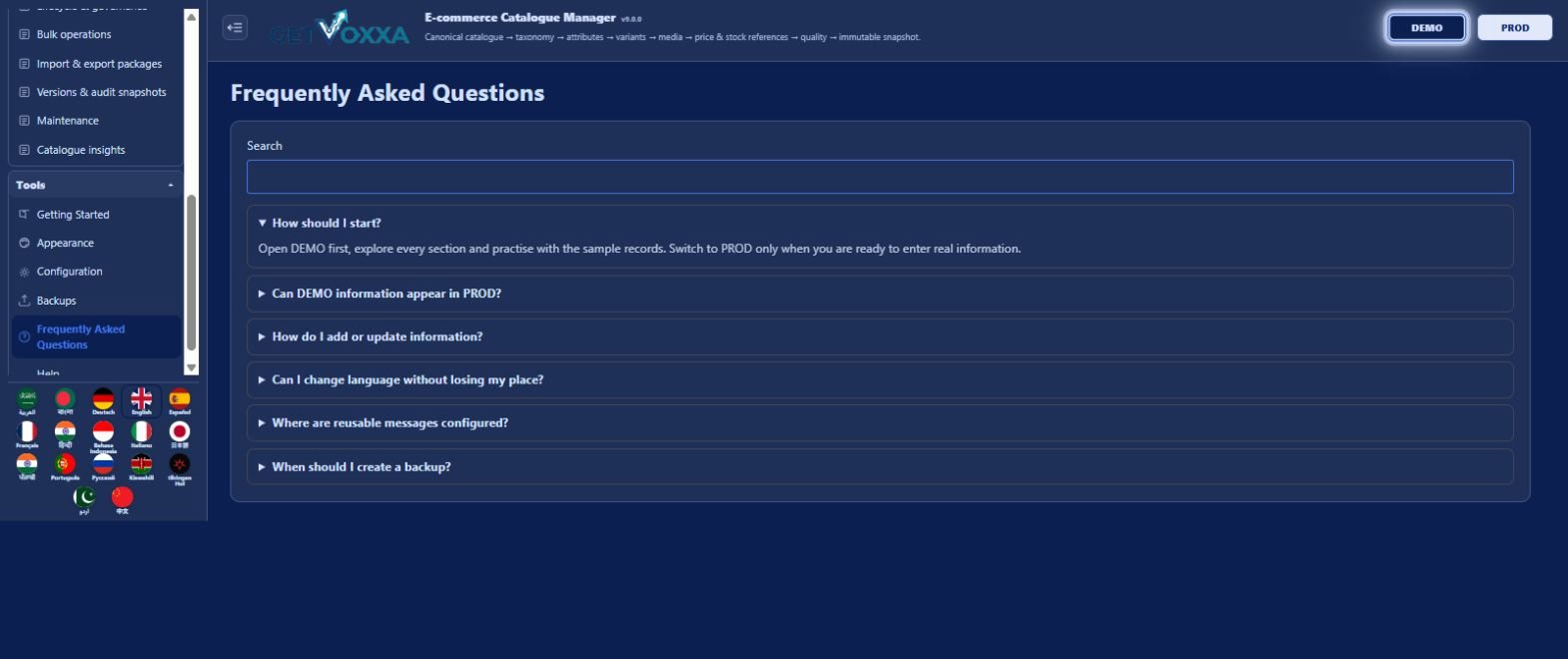 Screenshot — E-commerce Catalogue Manager v9.0.0