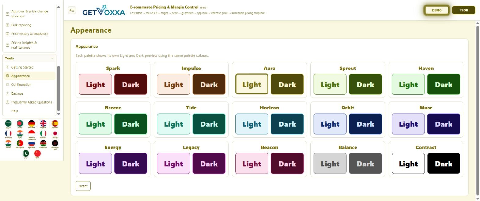 Screenshot — E-commerce Pricing & Margin Control v9.0.0