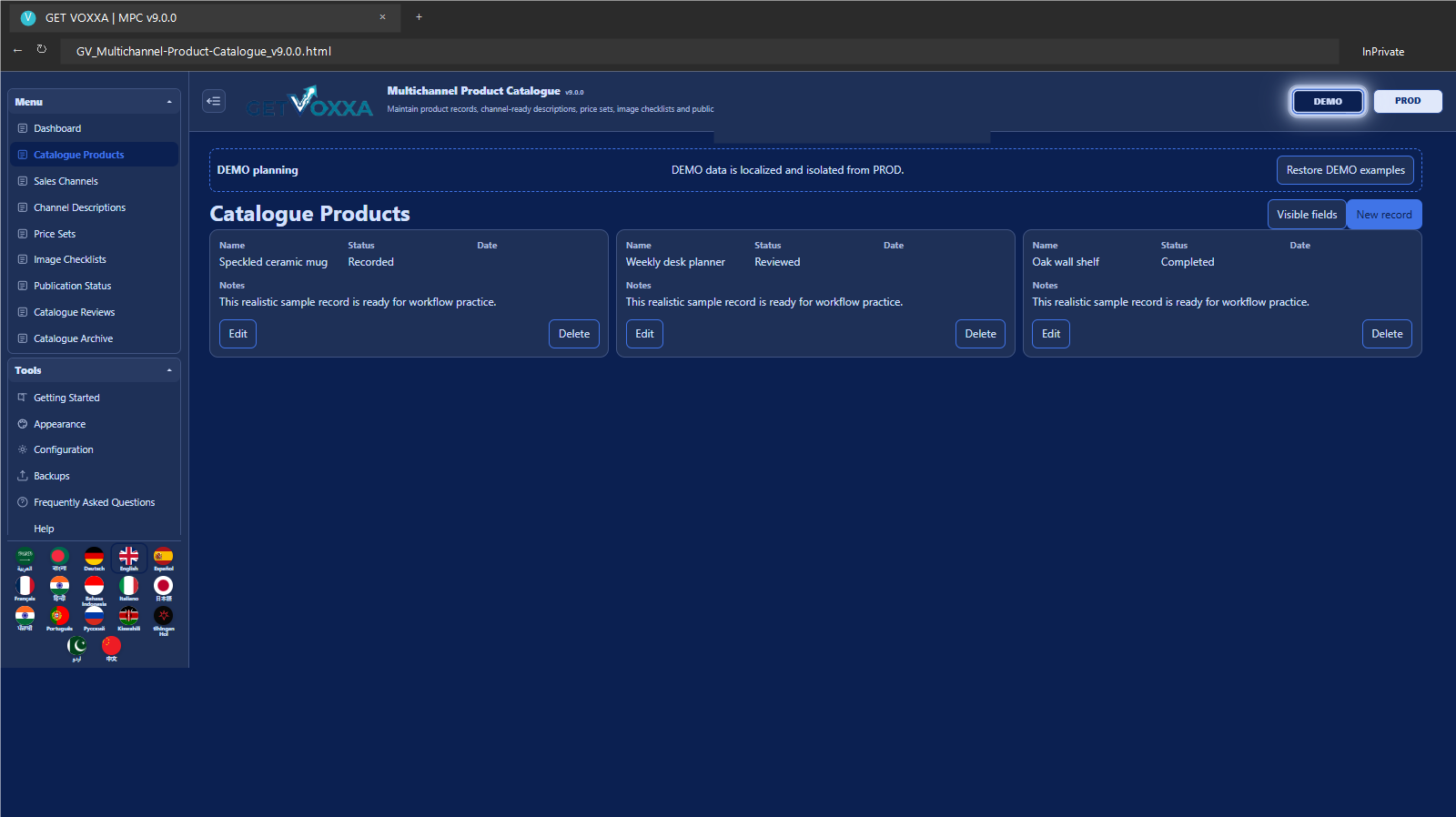 Schermata — Multichannel Product Catalogue v9.0.0