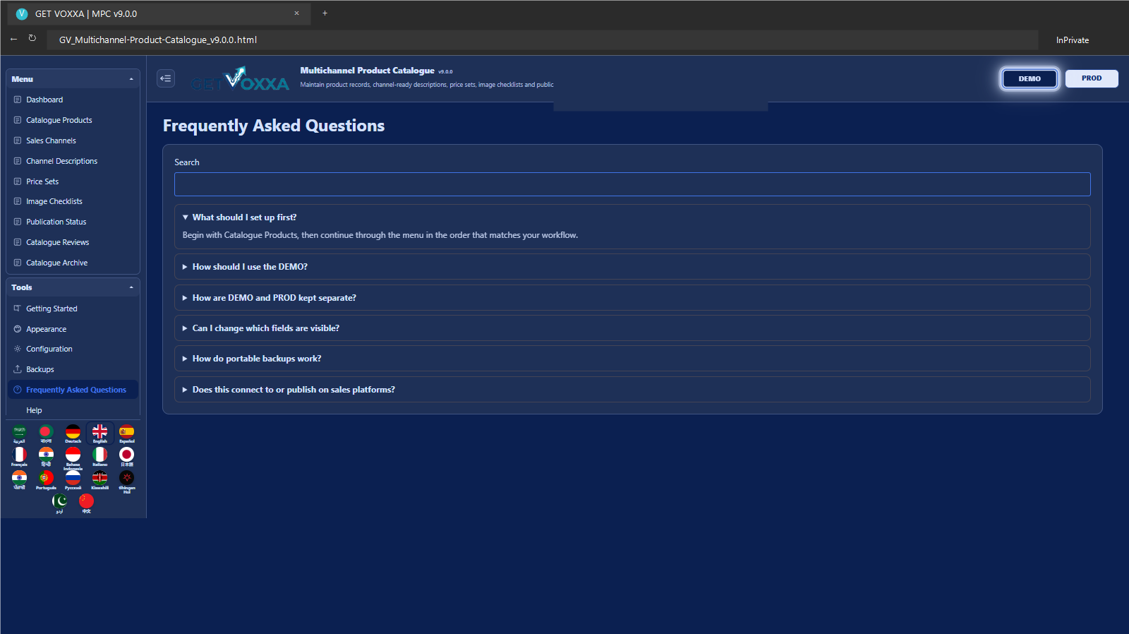 Schermata — Multichannel Product Catalogue v9.0.0