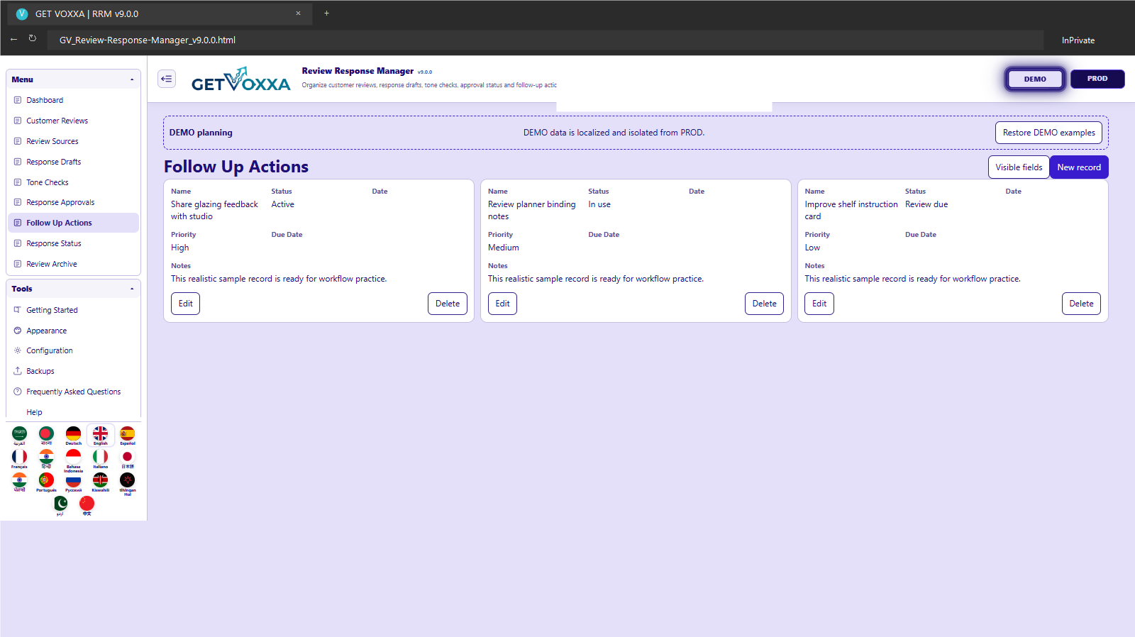 Screenshot — Review Response Manager v9.0.0