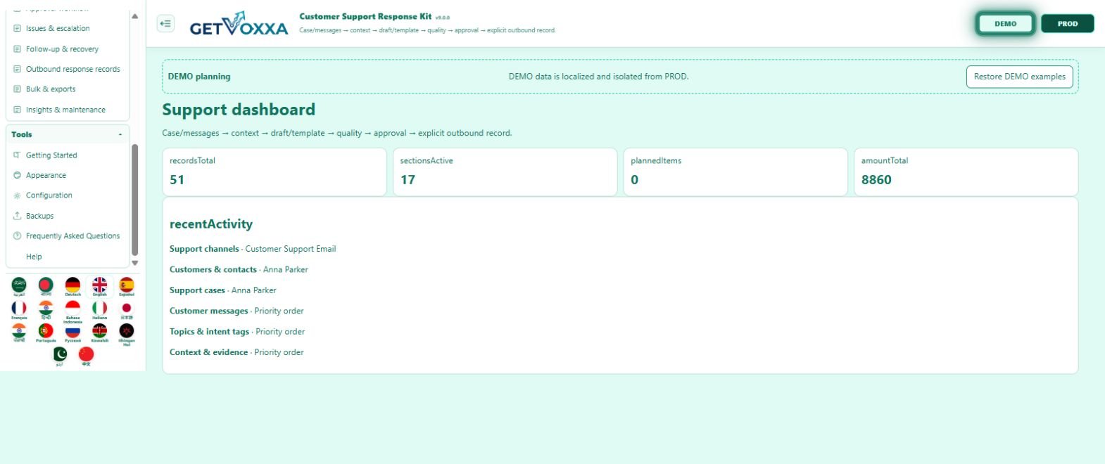 Screenshot — Customer Support Response Kit v9.0.0