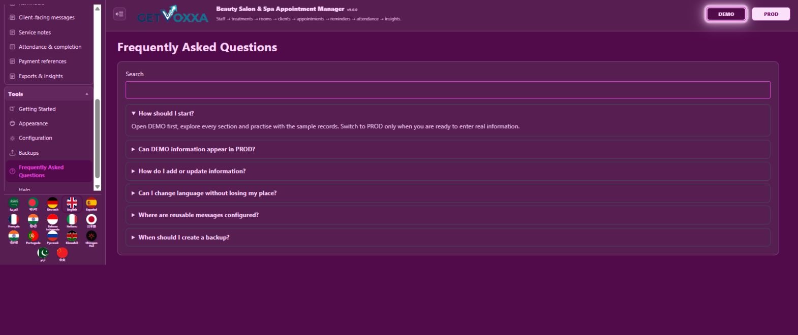 Screenshot — Beauty Salon & Spa Appointment Manager v9.0.0
