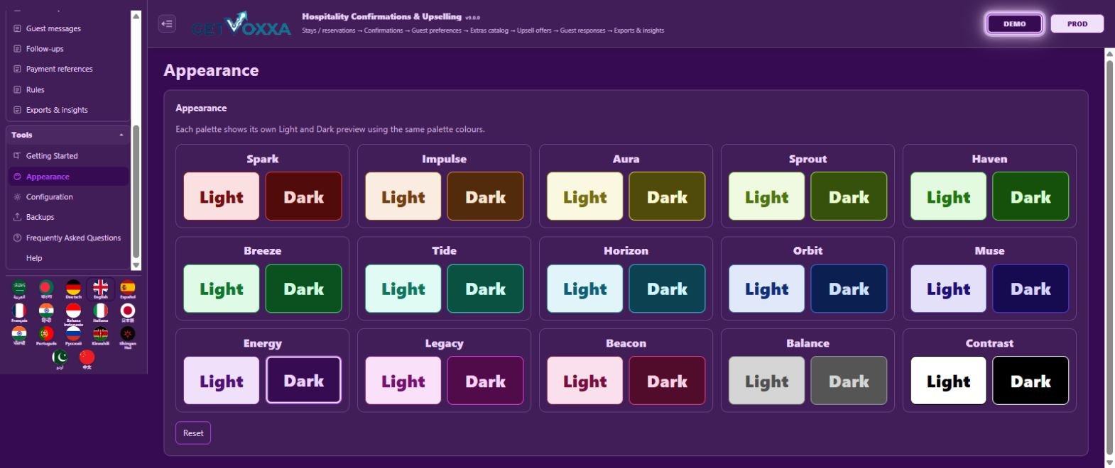 Screenshot — Hospitality Confirmations & Upselling v9.0.0