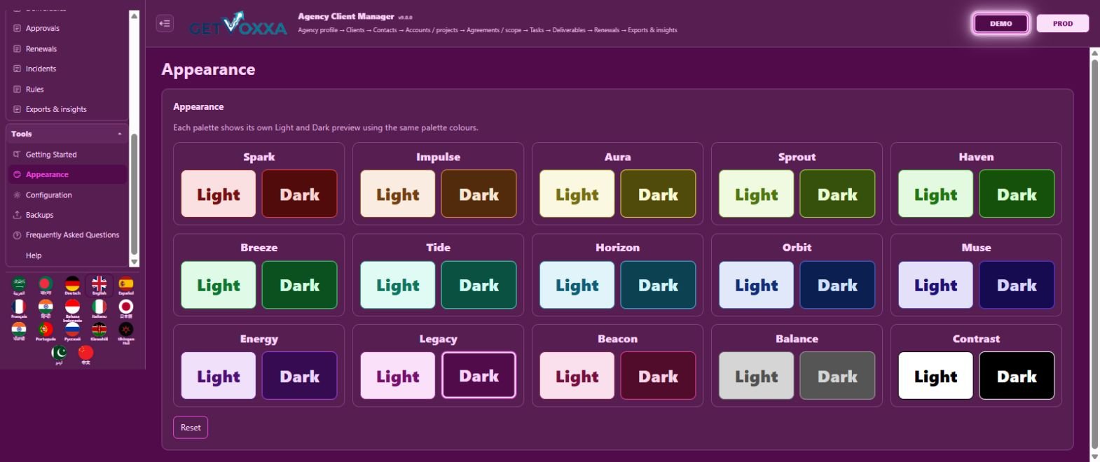 Screenshot — Agency Client Manager v9.0.0