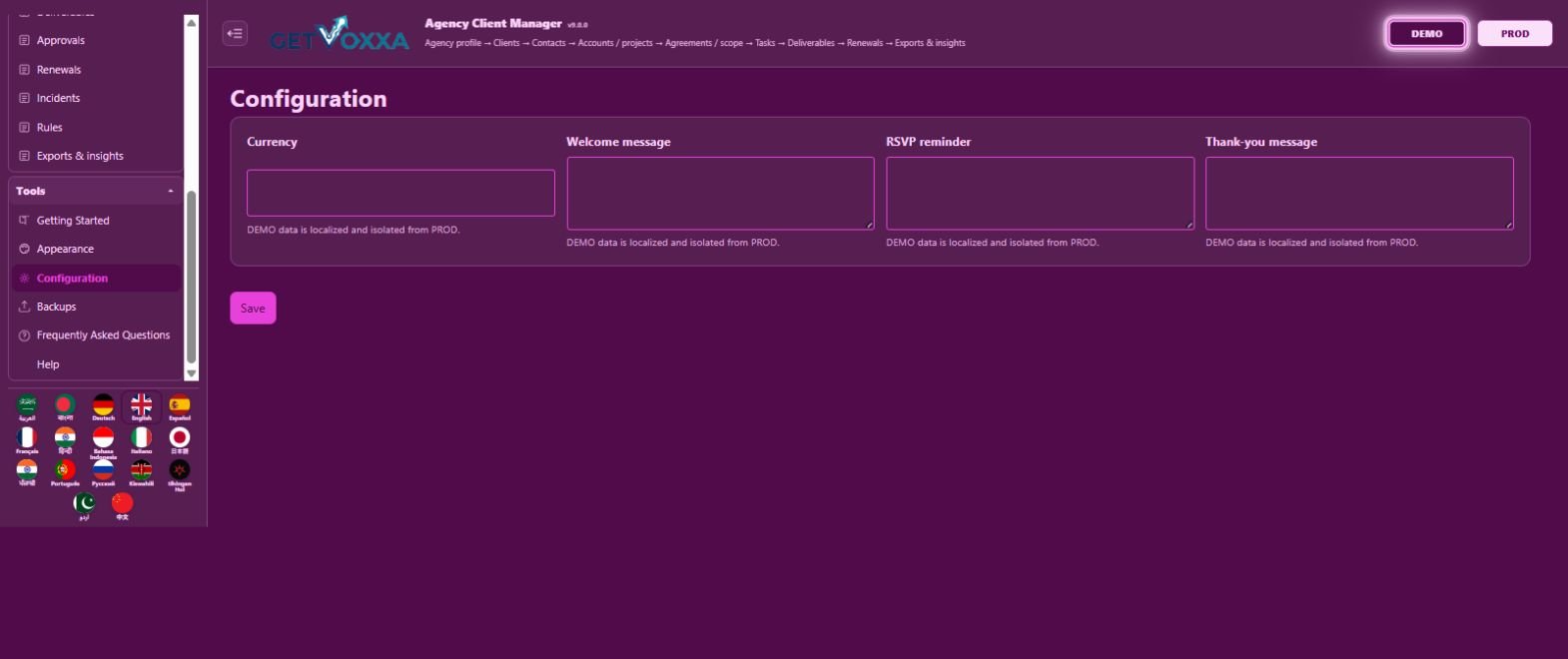 Screenshot — Agency Client Manager v9.0.0
