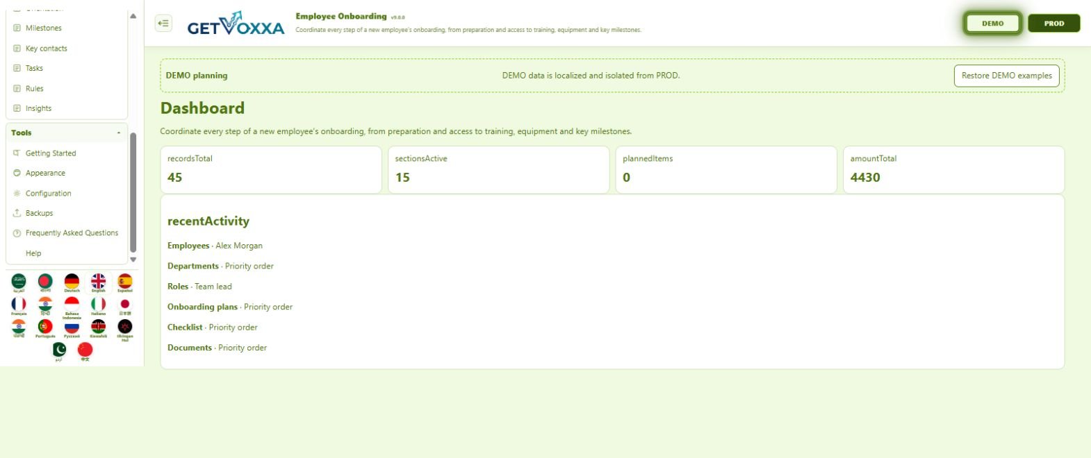 Tangkapan layar — Employee Onboarding v9.0.0