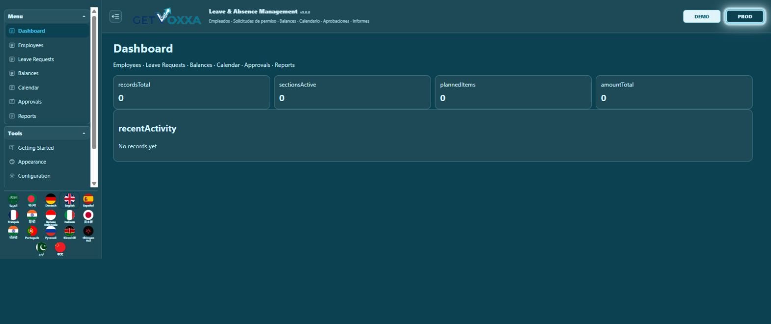 Screenshot — Leave & Absence Management v9.0.0