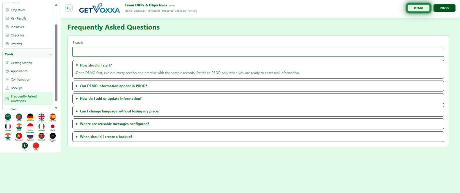 Screenshot — Team OKRs & Objectives v9.0.0