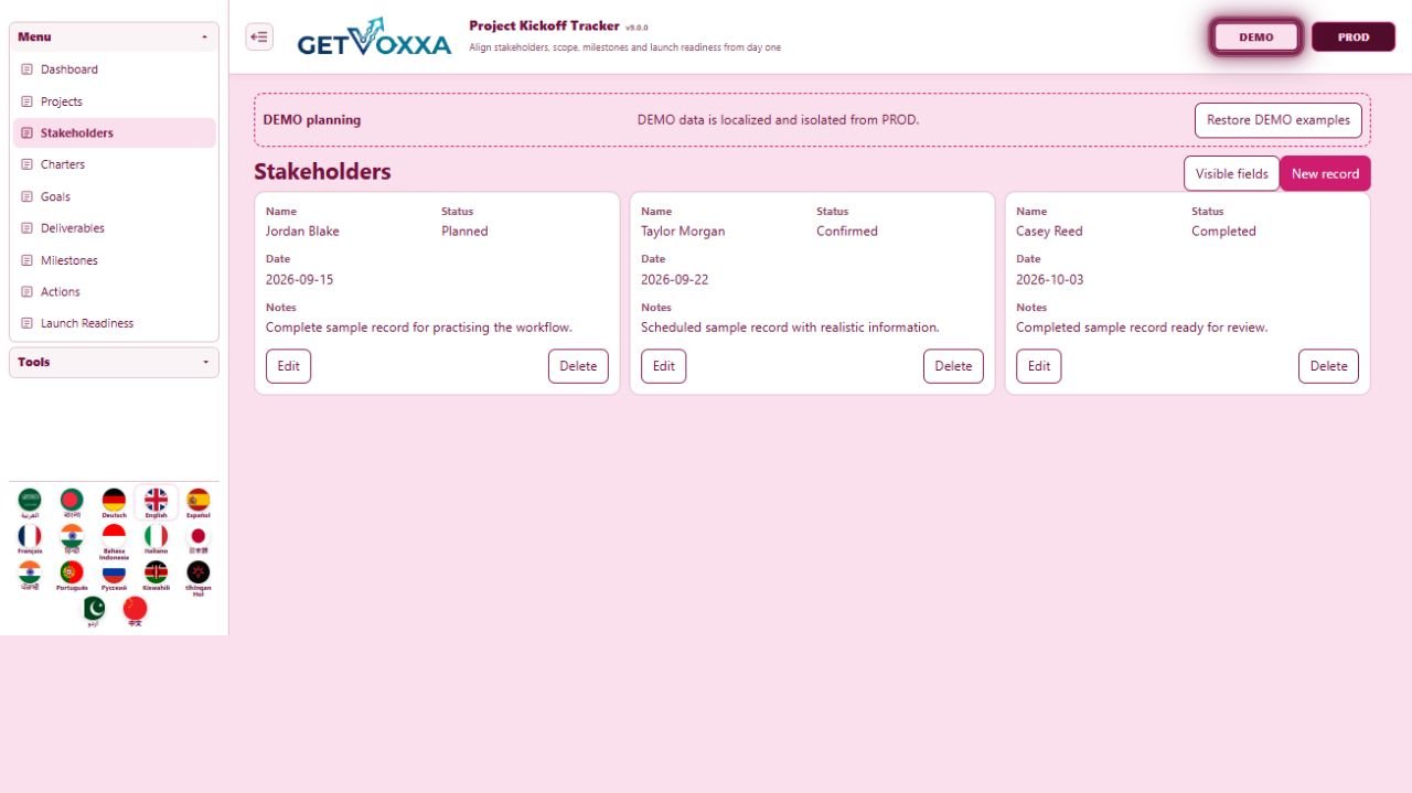 Screenshot — Project Kickoff Tracker v9.0.0