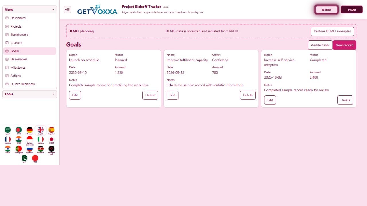 Screenshot — Project Kickoff Tracker v9.0.0