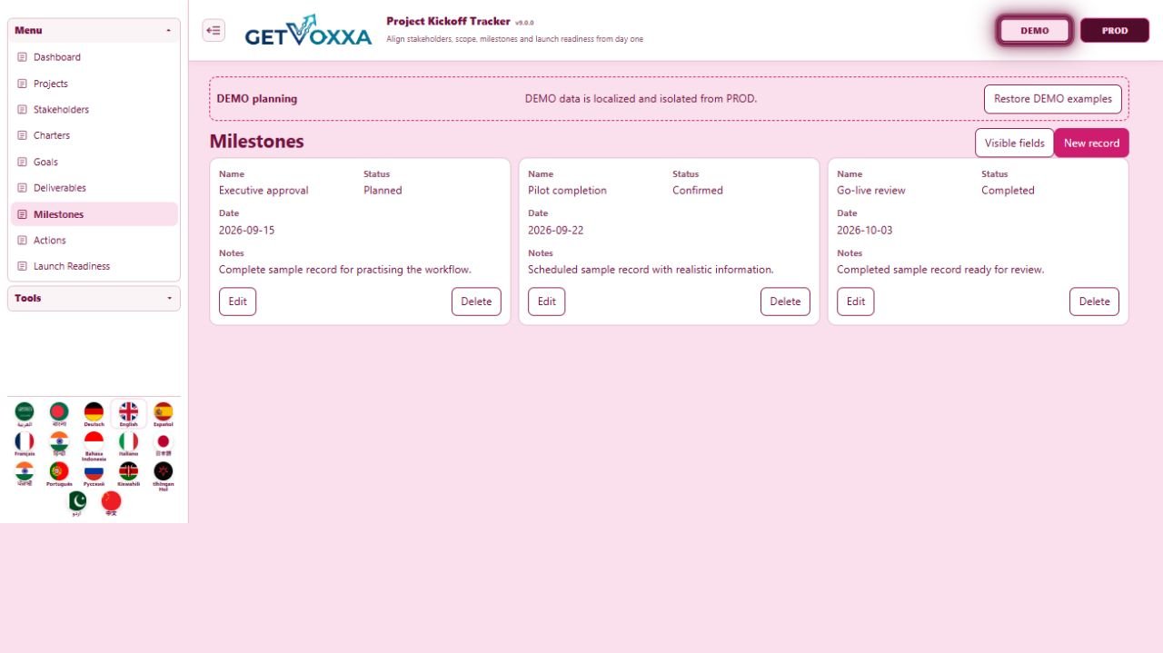 Screenshot — Project Kickoff Tracker v9.0.0