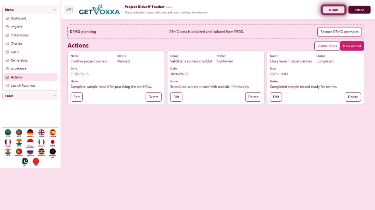 Screenshot — Project Kickoff Tracker v9.0.0
