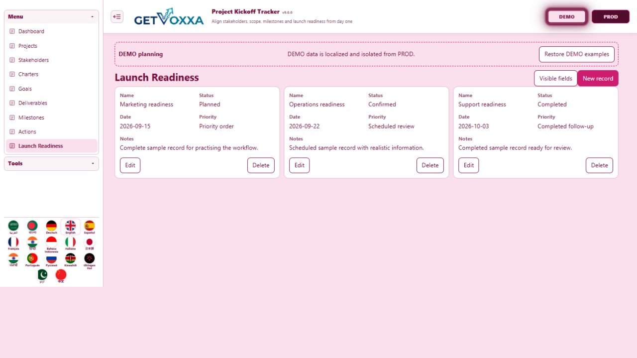 Screenshot — Project Kickoff Tracker v9.0.0