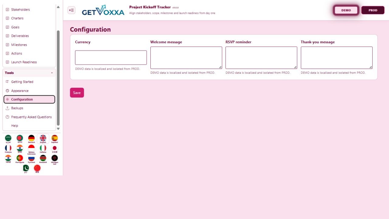 Screenshot — Project Kickoff Tracker v9.0.0
