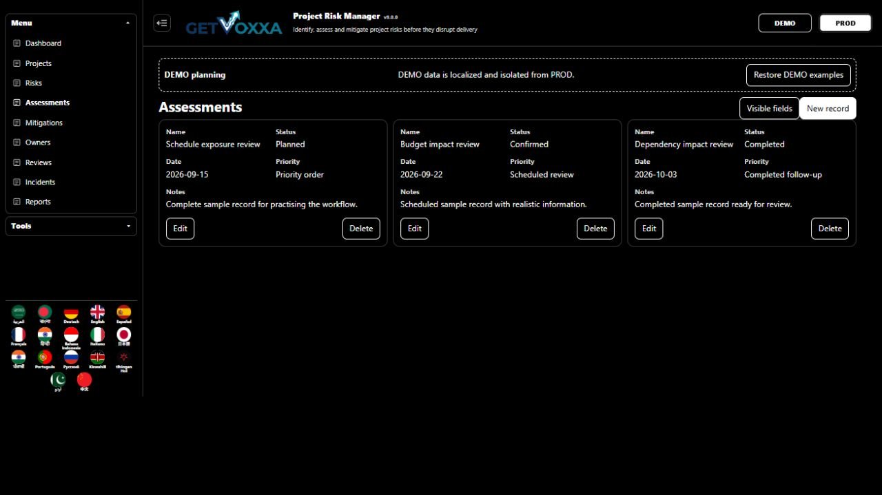 Screenshot — Project Risk Manager v9.0.0