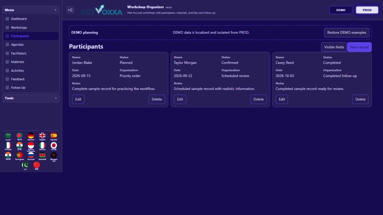 Captura de tela — Workshop Organizer v9.0.0