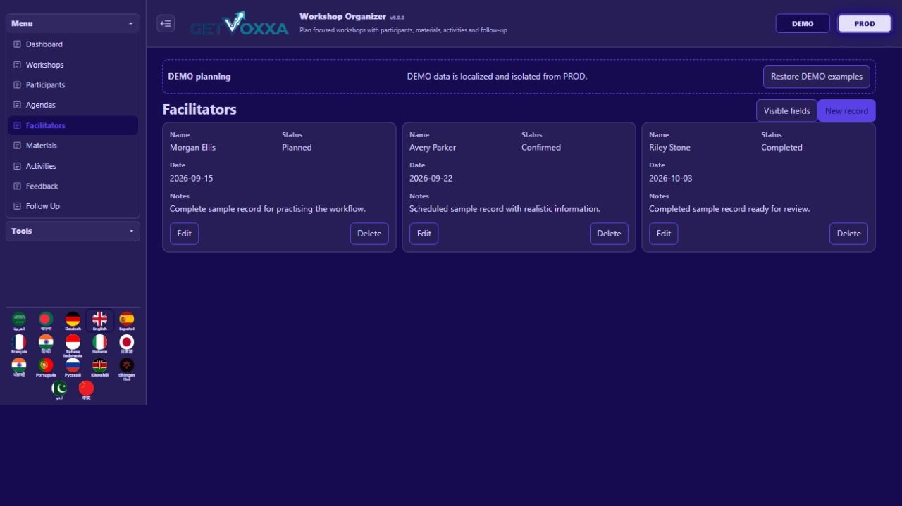 Captura de tela — Workshop Organizer v9.0.0