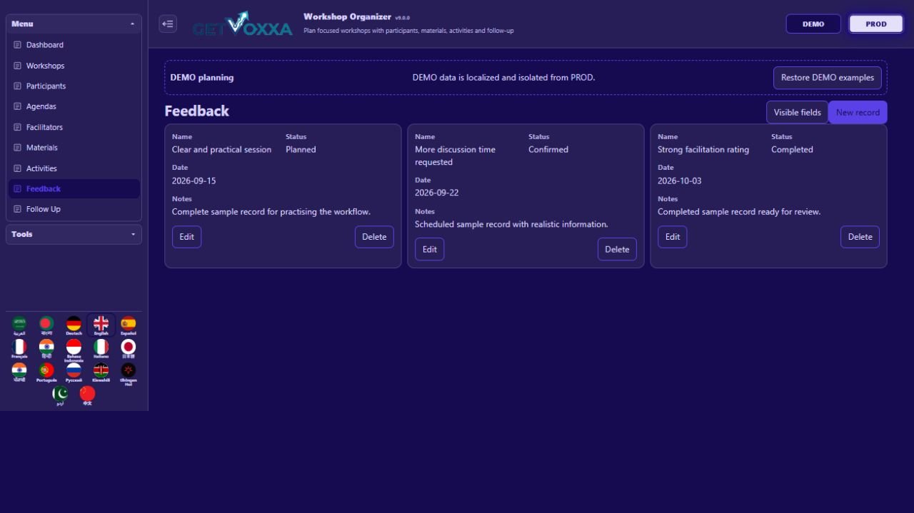 Captura de tela — Workshop Organizer v9.0.0
