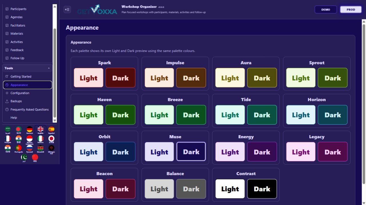 Captura de tela — Workshop Organizer v9.0.0