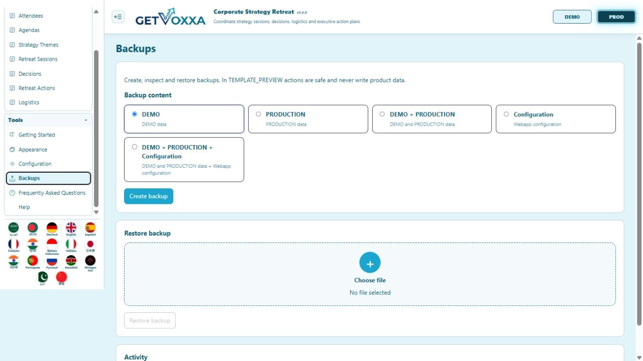 Screenshot — Corporate Strategy Retreat v9.0.0