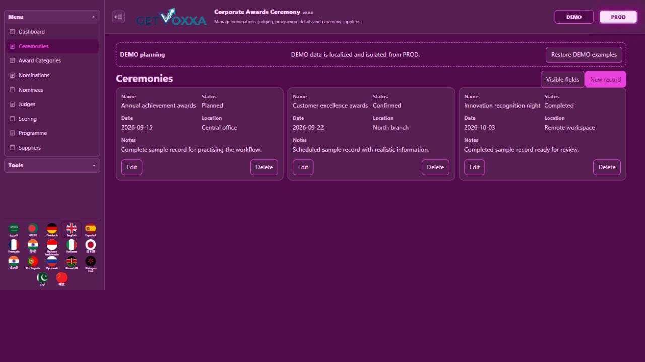 Screenshot — Corporate Awards Ceremony v9.0.0