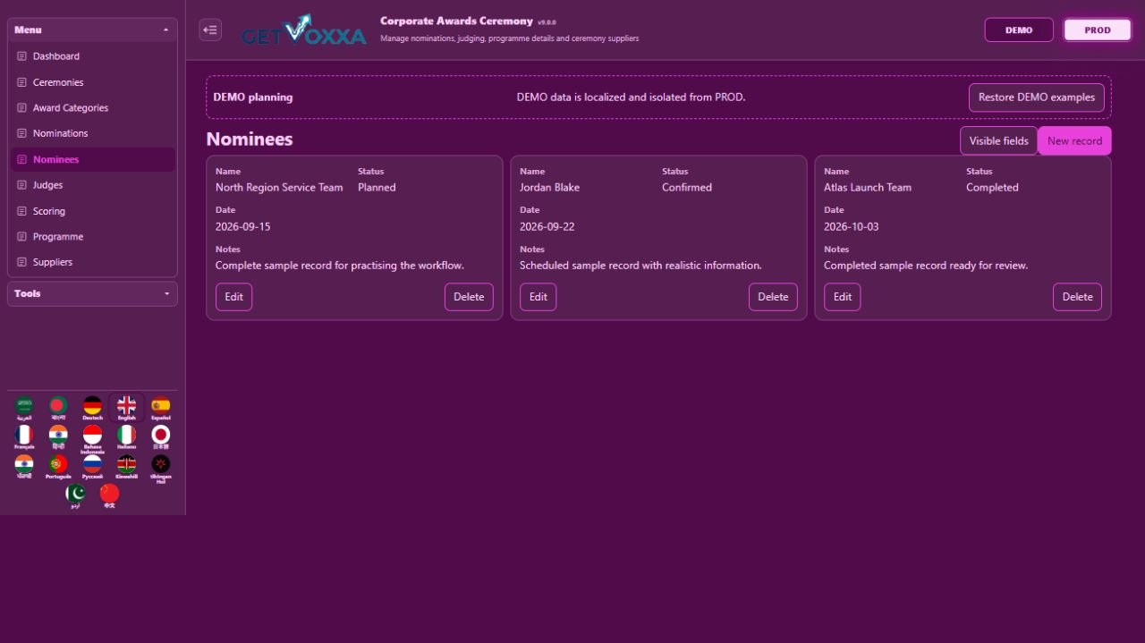 Screenshot — Corporate Awards Ceremony v9.0.0