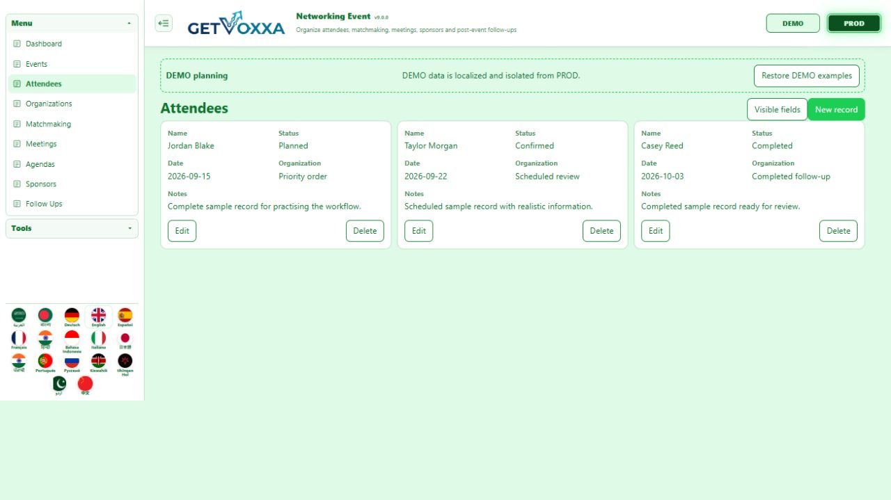 Screenshot — Networking Event v9.0.0