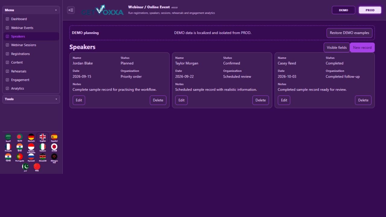 اسکرین شاٹ — Webinar / Online Event v9.0.0