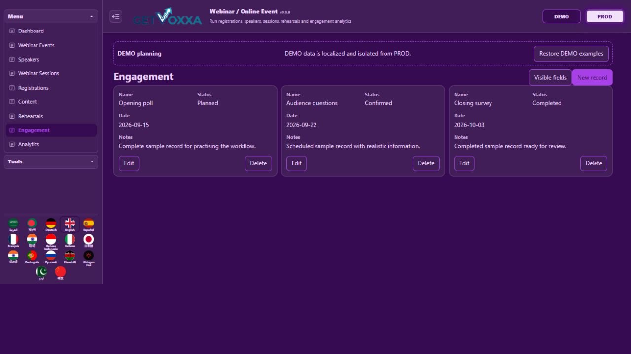 اسکرین شاٹ — Webinar / Online Event v9.0.0