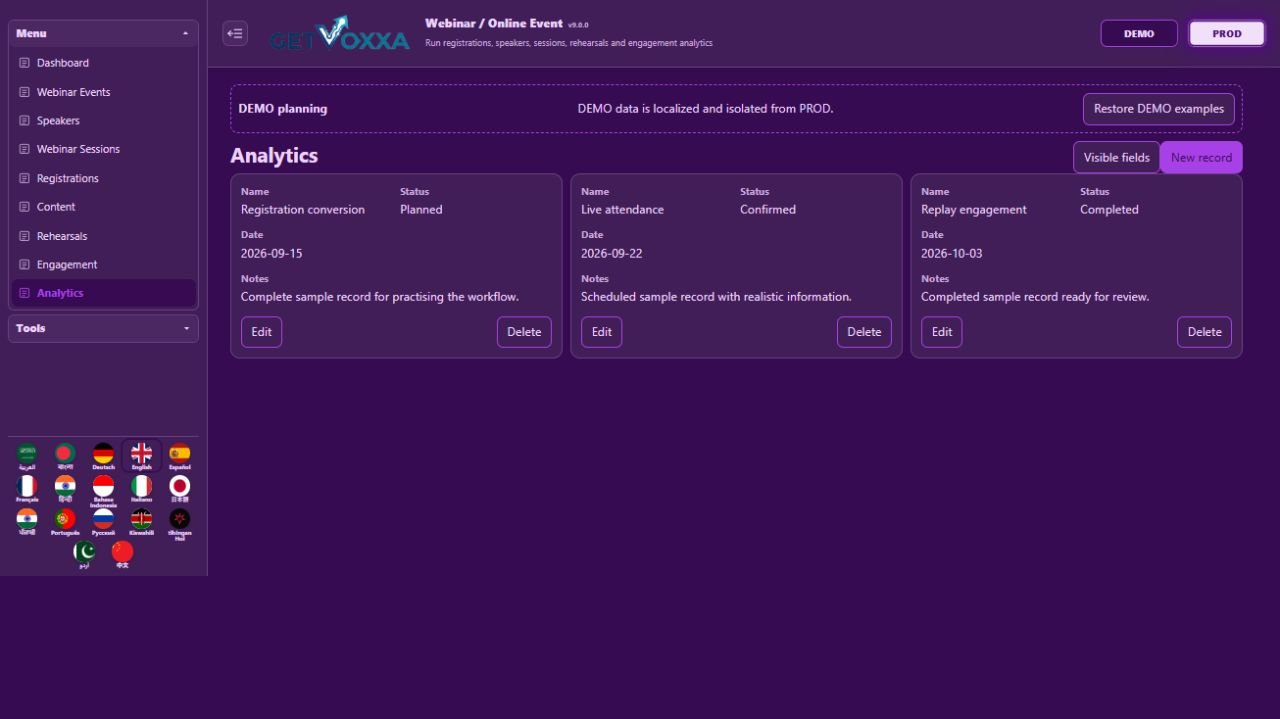 اسکرین شاٹ — Webinar / Online Event v9.0.0