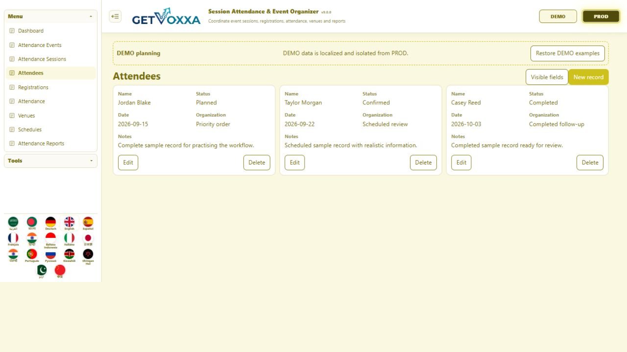 Screenshot — In-Person Course / Seminar v9.0.0