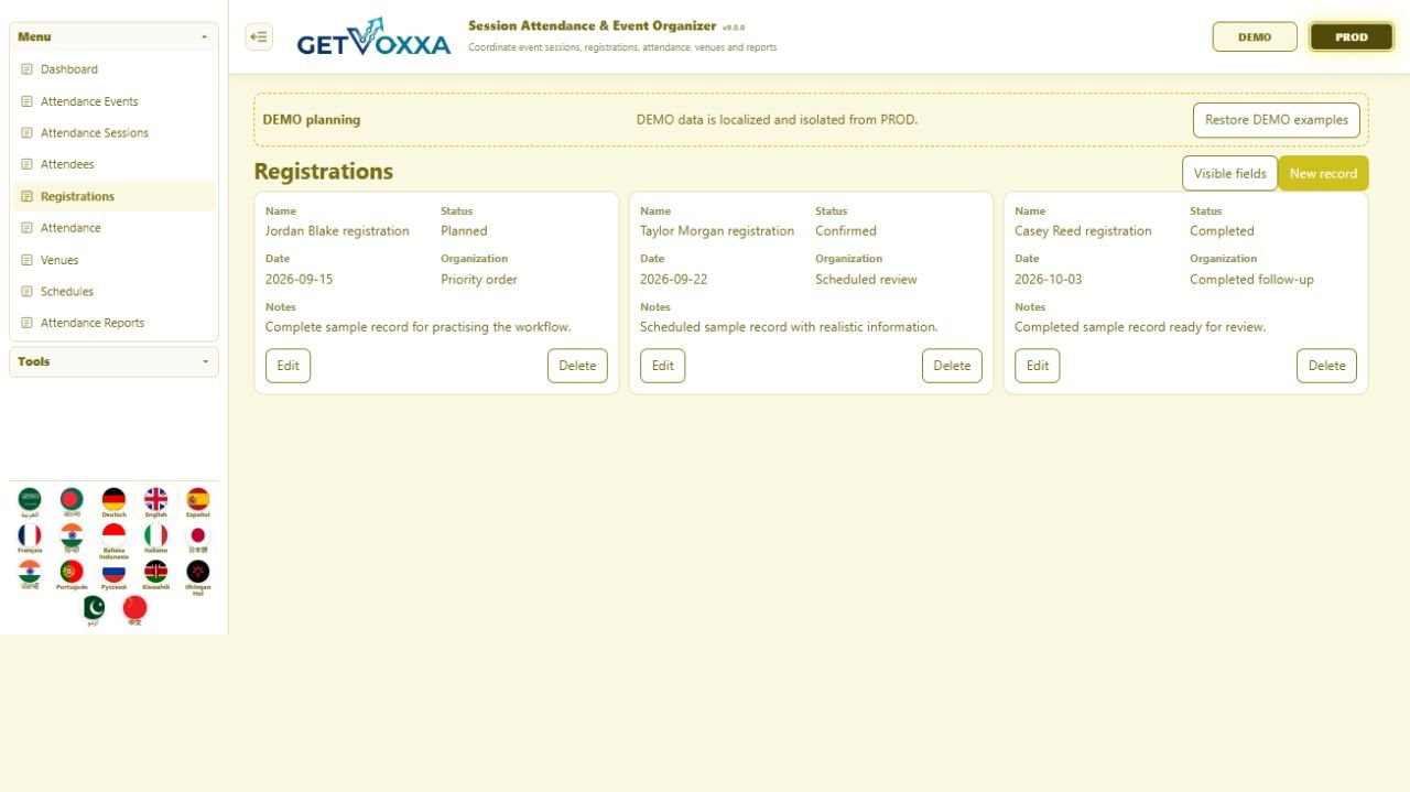 Screenshot — In-Person Course / Seminar v9.0.0
